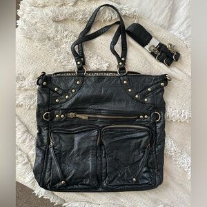 Black Leather Tote Bag